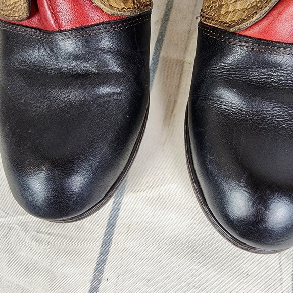 Spring Step L'ARTISTE 3 Tone Leather Ankle Boot Reptile Tan Black Size 37 - Picture 15 of 16